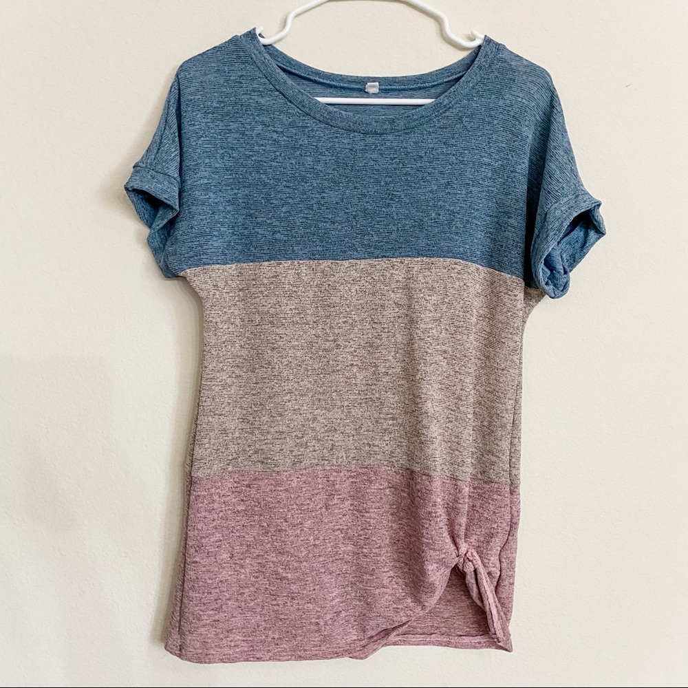 Color Block Twist Front Tee